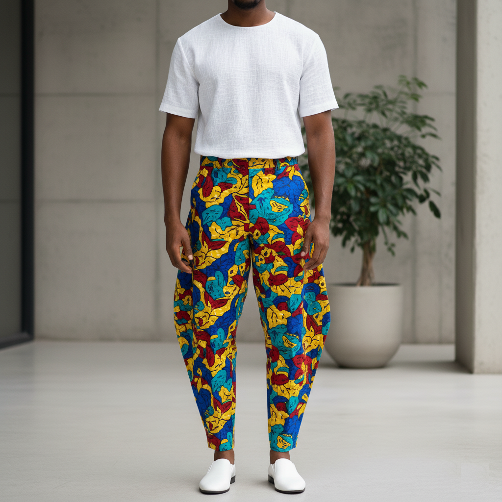 ikrest Akwa-Ocha top paired with tailored Ankara trousers